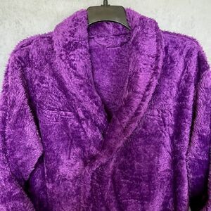 Pavilia Ultra Soft Plush Robe Purple Cozy Relaxed Fit Sherpa Womens Size S/M
